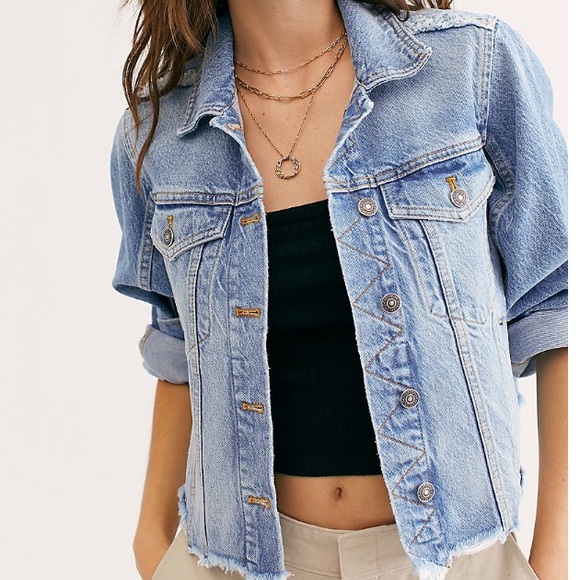 free people bedford cotton cropped denim jacket